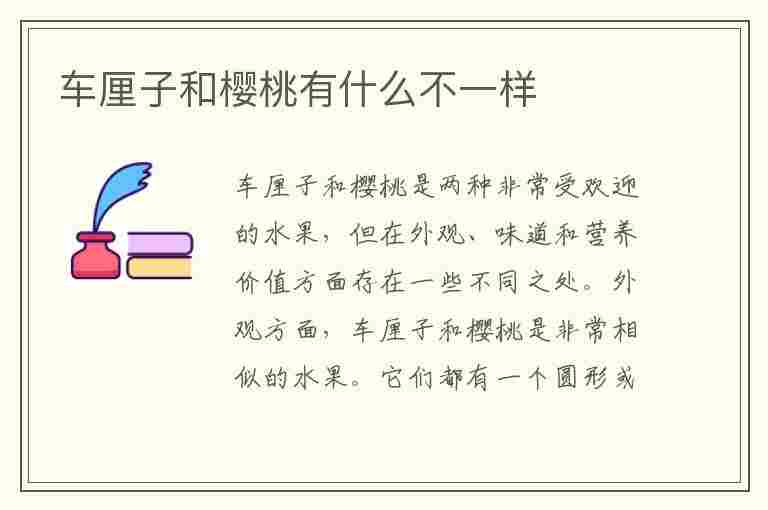 车厘子和樱桃有什么不一样(车厘子和樱桃有什么不一样的地方)